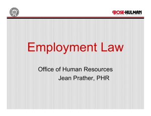 Employment Law Office of Human Resources Jean Prather, PHR