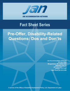 Fact Sheet Series Pre-Offer, Disability-Related Questions: Dos and Don’ts