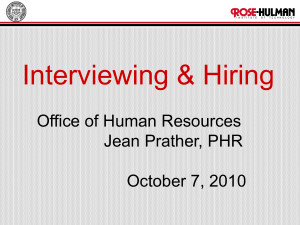Interviewing &amp; Hiring Office of Human Resources  Jean Prather, PHR