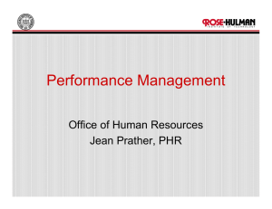 Performance Management Office of Human Resources Jean Prather, PHR