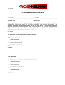 Overall Candidate Evaluation Form Appendix D   