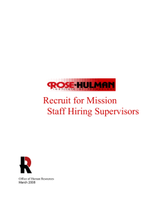 Recruit for Mission Staff Hiring Supervisors Office of Human Resources