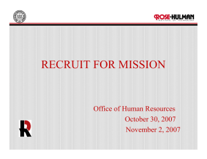 RECRUIT FOR MISSION Office of Human Resources October 30, 2007 November 2 2007