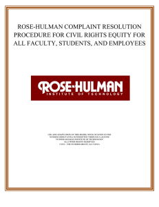 ROSE-HULMAN COMPLAINT RESOLUTION PROCEDURE FOR CIVIL RIGHTS EQUITY FOR