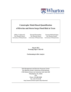 Catastrophe Model Based Quantification  Jeffrey Czajkowski