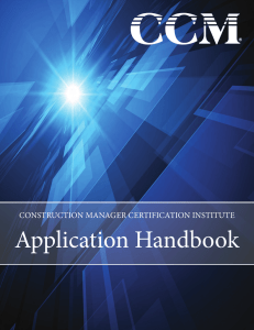 Application Handbook CONSTRUCTION MANAGER CERTIFICATION INSTITUTE