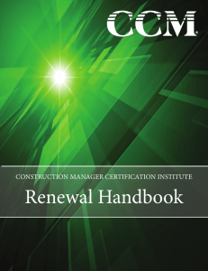 Renewal Handbook CONSTRUCTION MANAGER CERTIFICATION INSTITUTE