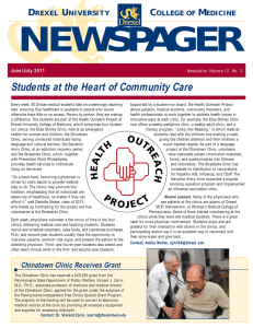 NEWSPAGER Students at the Heart of Community Care D U