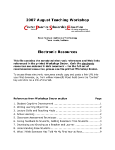 2007 August Teaching Workshop Electronic Resources