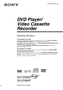 DVD Player/ Video Cassette Recorder Operating Instructions