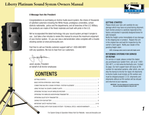 Liberty Platinum Sound System Owners Manual