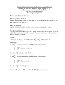 Freshman Classes: Partial Derivative Review and Applied Problems