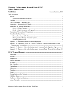 Kutztown Undergraduate Research Fund (KURF) Science Subcommittee Guidelines