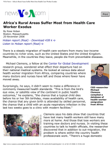 Africa's Rural Areas Suffer Most from Health Care Worker Exodus