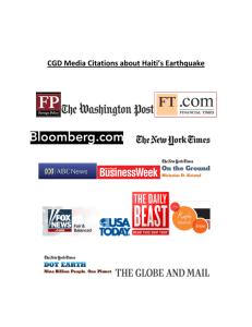 CGD Media Citations about Haiti’s Earthquake CGD MECGD