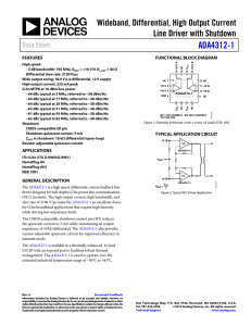 ADA4312-1 Wideband, Differential, High Output Current Line Driver with Shutdown Data Sheet