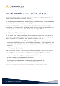 Valuation methods for unlisted shares
