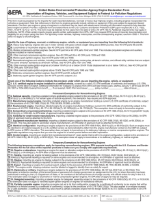 United States Environmental Protection Agency Engine Declaration Form