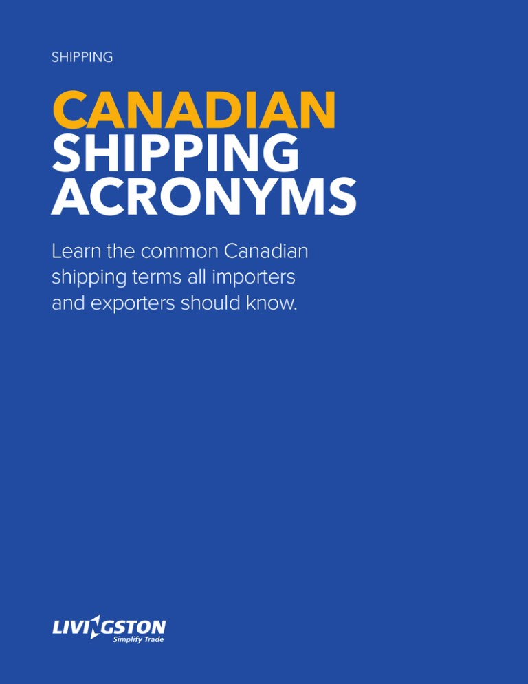 CANADIAN SHIPPING ACRONYMS