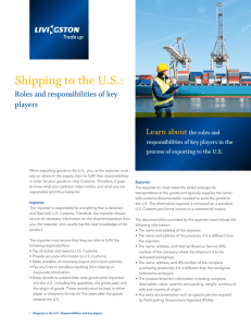 Shipping to the U.S.: Learn about  Roles and responsibilities of key