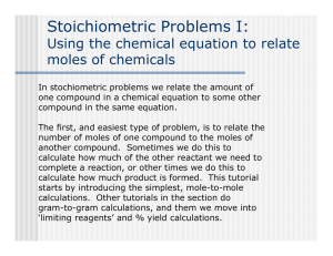 Stoichiometric Problems I: Using the chemical equation to relate moles of chemicals