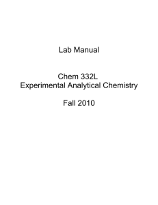 Lab Manual Chem 332L Experimental Analytical Chemistry Fall 2010