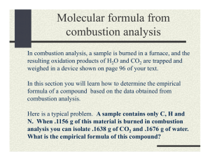 Molecular formula from b ti l i combustion analysis