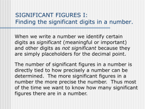 SIGNIFICANT FIGURES I: Finding the significant digits in a number.