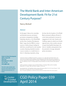 The World Bank and Inter-American Development Bank: Fit for 21st Century Purpose?