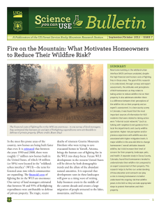 Fire on the Mountain: What Motivates Homeowners SUMMARY September/October 2013