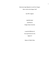 Retirement‐Age Migration to and from Oregon:   Who is still on the Oregon Trail?    By Cliff R. Gagnier 