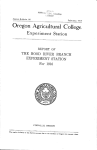 Oregon Agricultural College Experiment Station THE HOOD RIVER BRANCH