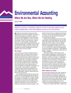 Environmental Accounting Where We Are Now, Where We Are Heading