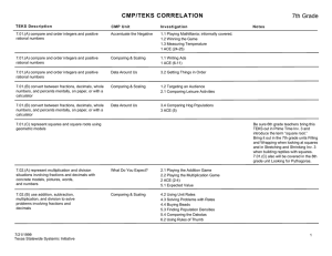 CMP/TEKS CORRELATION 7th Grade