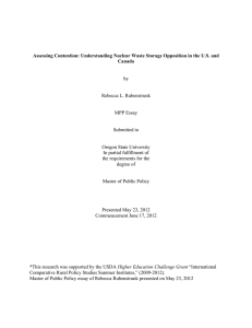 Assessing Contention: Understanding Nuclear Waste Storage Opposition in the U.S.... Canada by