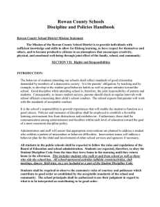 Rowan County Schools Discipline and Policies Handbook