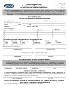 Athletic Participation Form Parental and Student Consent and Release