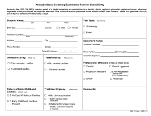 Kentucky Dental Screening/Examination Form for School Entry