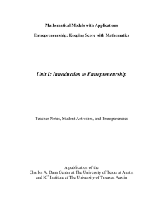 Unit I: Introduction to Entrepreneurship