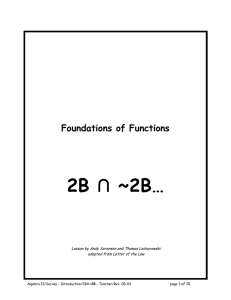2B ∩ ~2B… Foundations of Functions