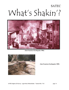 What’s Shakin’? SATEC  (San Francisco Earthquake 1906)