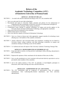 Bylaws of the Academic Technology Committee (ATC) of Kutztown University of Pennsylvania
