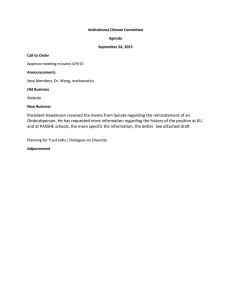 Institutional Climate Committee Agenda September 24, 2015 Call to Order