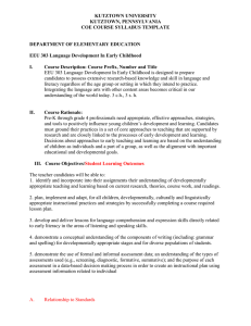 KUTZTOWN UNIVERSITY KUTZTOWN, PENNSYLVANIA COE COURSE SYLLABUS TEMPLATE