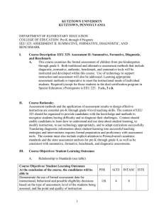 DEPARTMENT OF ELEMENTARY EDUCATION COLLEGE OF EDUCATION: Pre-K through 4 Program