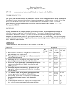 Kutztown University Department of Special Education  SPU 318