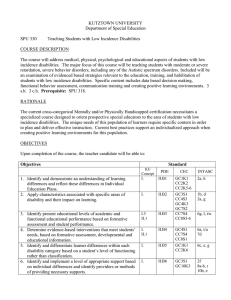 KUTZTOWN UNIVERSITY Department of Special Education  SPU 330