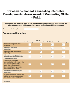 Professional School Counseling Internship: Developmental Assessment of Counseling Skills - FALL