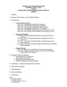 COUNCIL FOR TEACHER EDUCATION THURSDAY, APRIL 19, 2012 4:00 PM