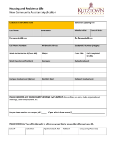 Housing and Residence Life New Community Assistant Application